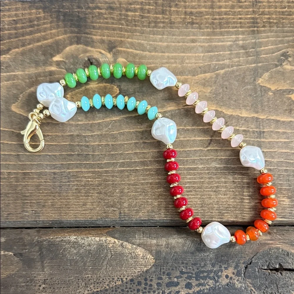 Boho Beaded Faux Pearl Accent Cell Phone Wristlet